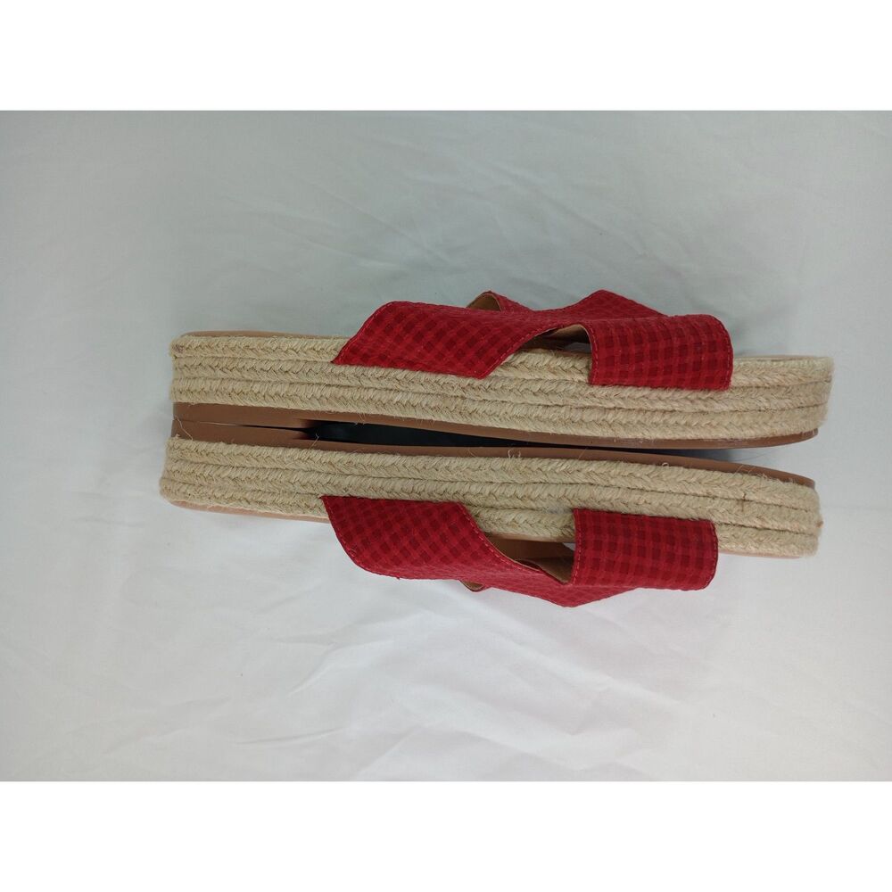 Lucky Brand Women's 10 Gayte Red Gingham Slide Flat Platform Slides - Picture 6 of 10